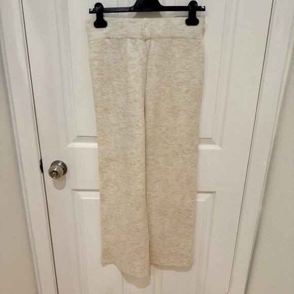 MNG STRAIGHT KNITTED IVORY BEIGE HIGH WAISTED RIBBED PANTS NEW WITHOUT TAGS NWOT - Picture 5 of 7
